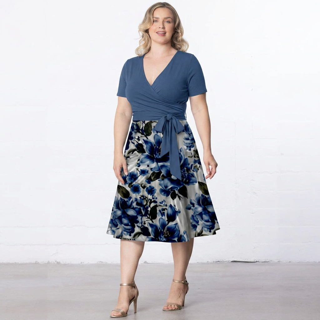 Lillian | Floral Print Wrap Midi Dress