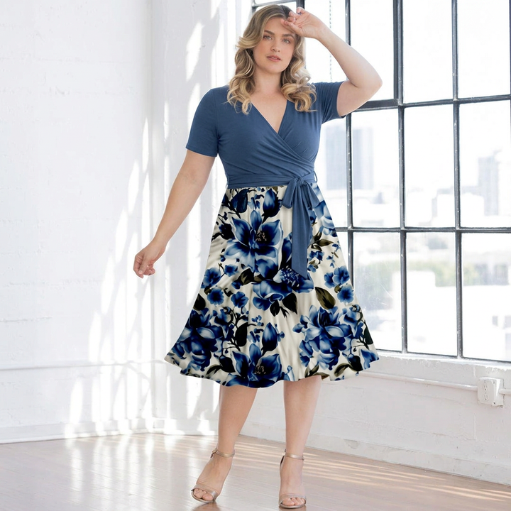 Lillian | Floral Print Wrap Midi Dress
