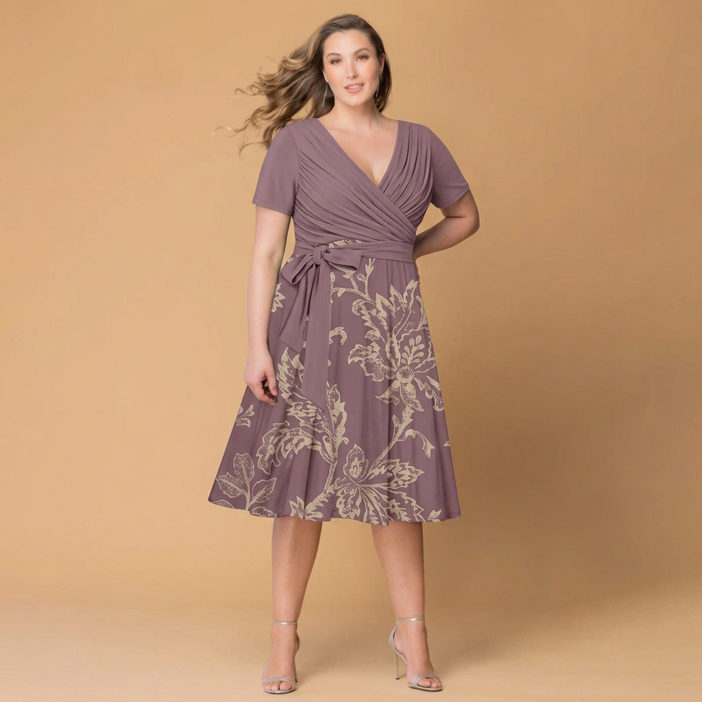 Lillian | Floral Print Wrap Midi Dress