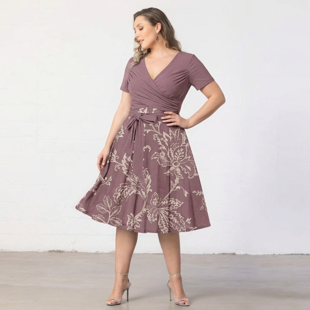 Lillian | Floral Print Wrap Midi Dress