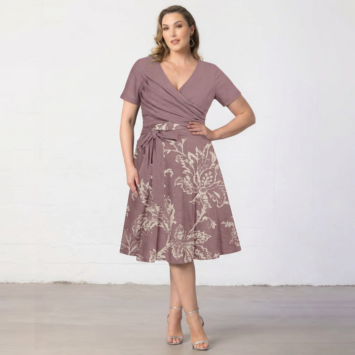 Lillian | Floral Print Wrap Midi Dress