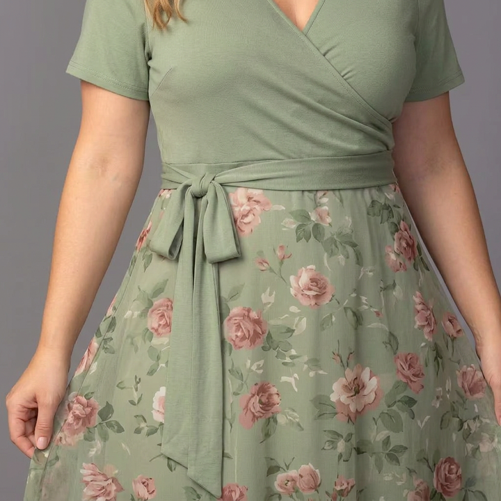Lillian | Floral Print Wrap Midi Dress