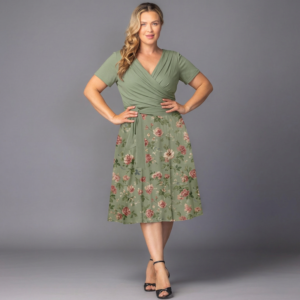 Lillian | Floral Print Wrap Midi Dress