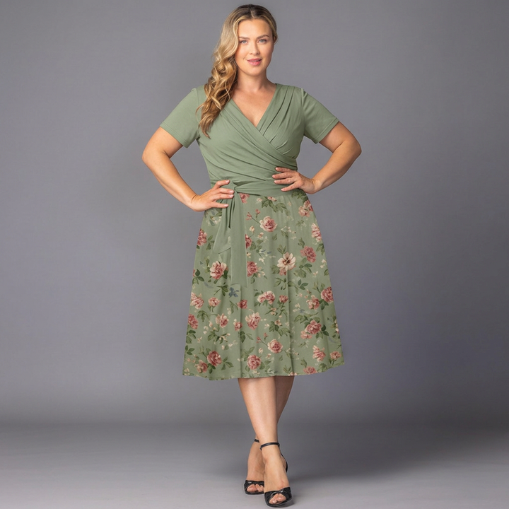 Lillian | Floral Print Wrap Midi Dress