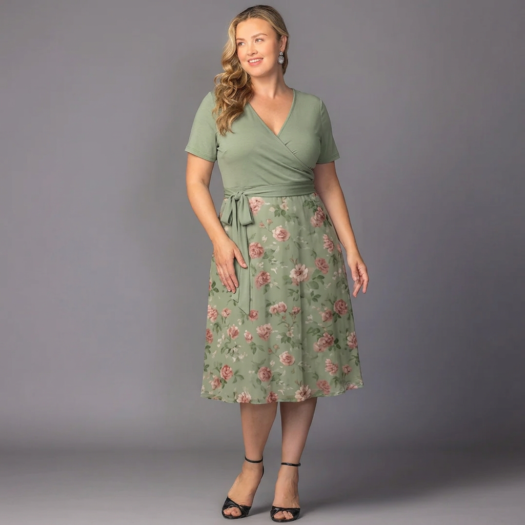Lillian | Floral Print Wrap Midi Dress