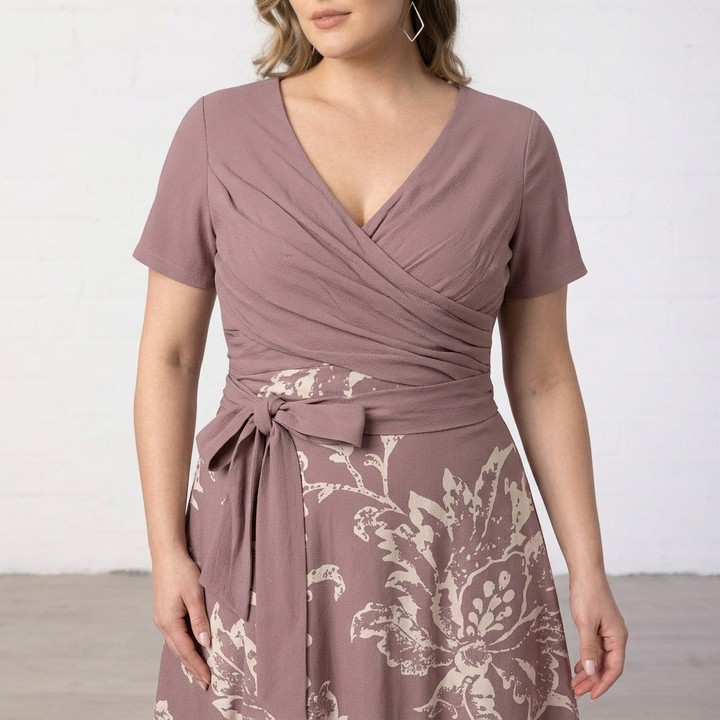 Lillian | Floral Print Wrap Midi Dress