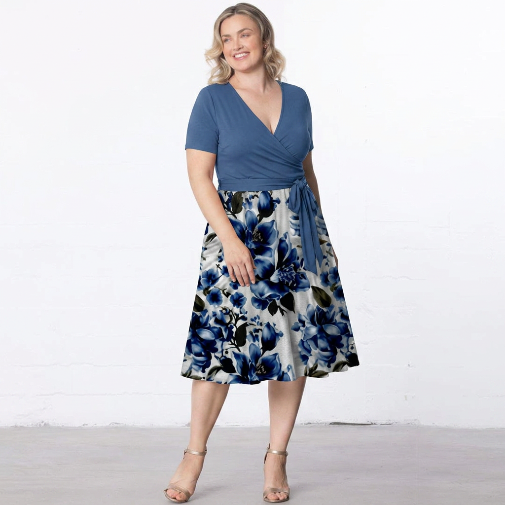 Lillian | Floral Print Wrap Midi Dress
