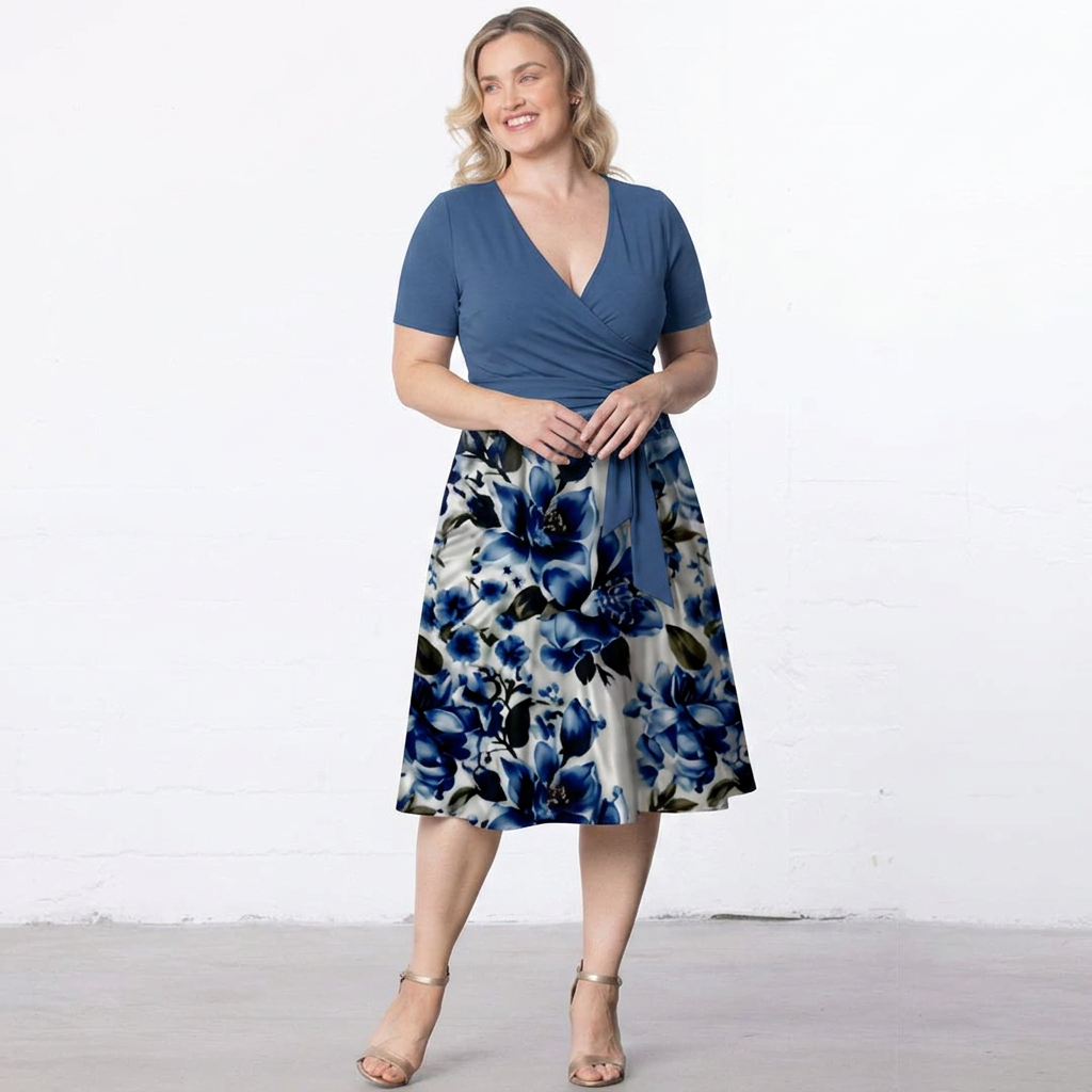 Lillian | Floral Print Wrap Midi Dress