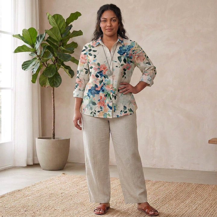 Perdita Floral &amp; Butterfly Print Women’s Shirt: Effortless Everyday Style