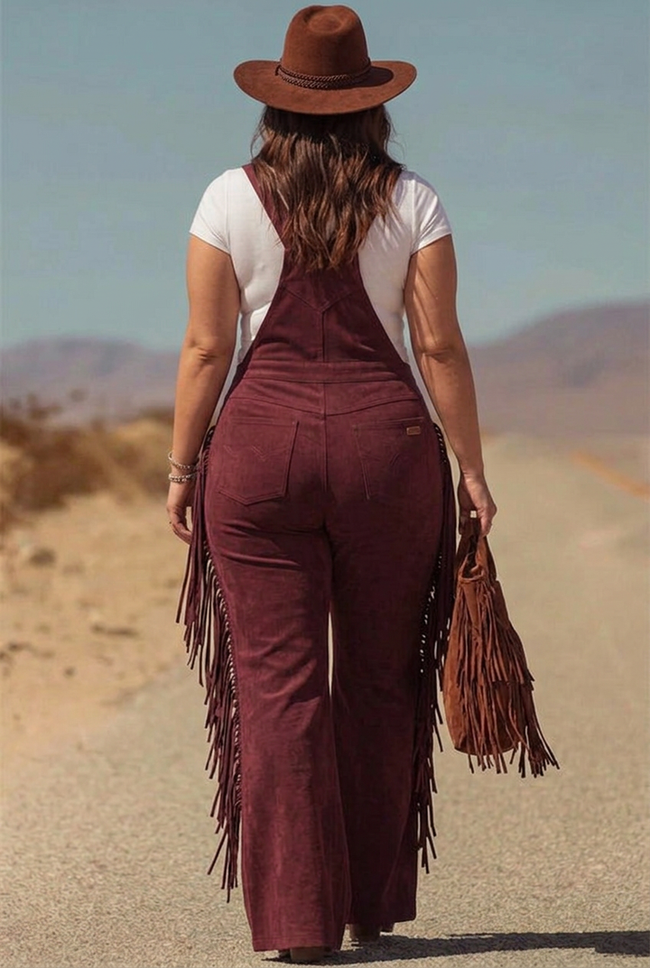 Salma - Boho Micro-Suede Overalls