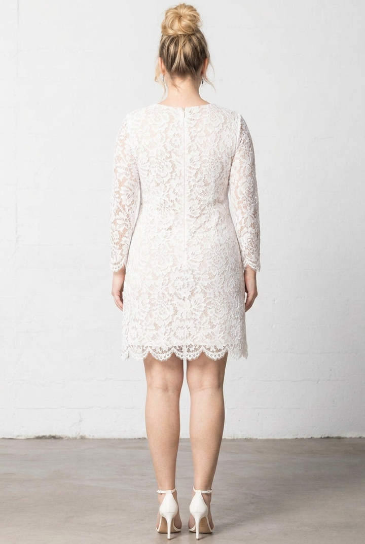 Serena Lace Three-Quarter Sleeve Short Wedding Dress