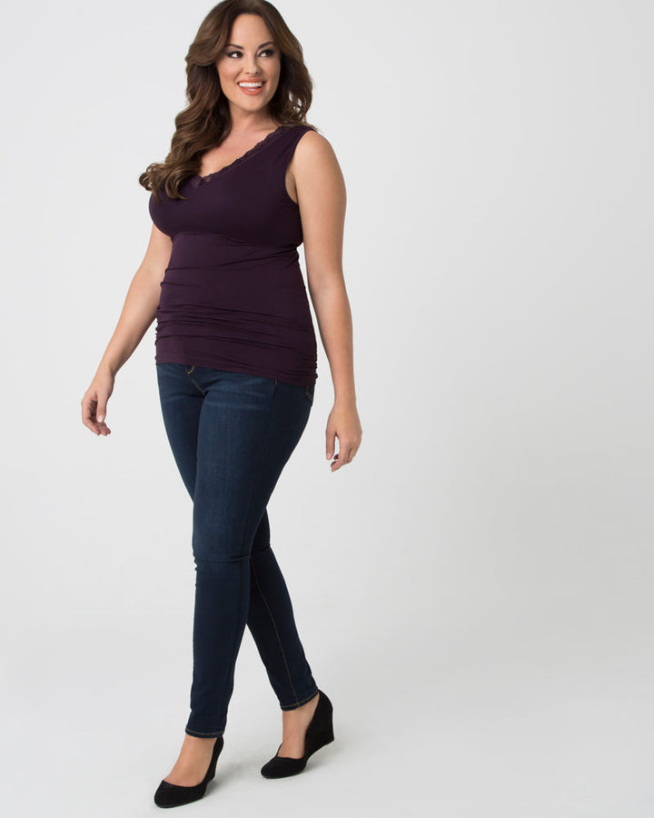 Plus Size Lace Trim Tank by Skinnytees